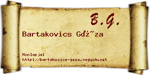 Bartakovics Géza névjegykártya
