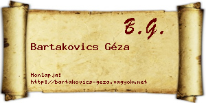 Bartakovics Géza névjegykártya